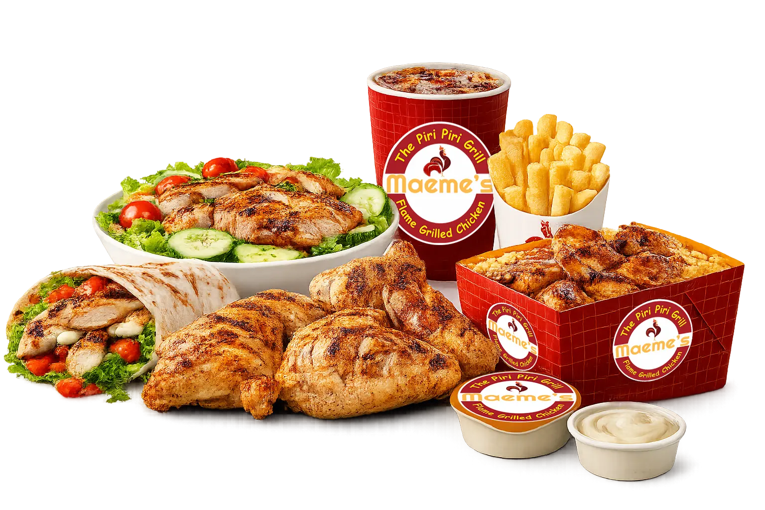 Maeme's grilled chicken meal composition
