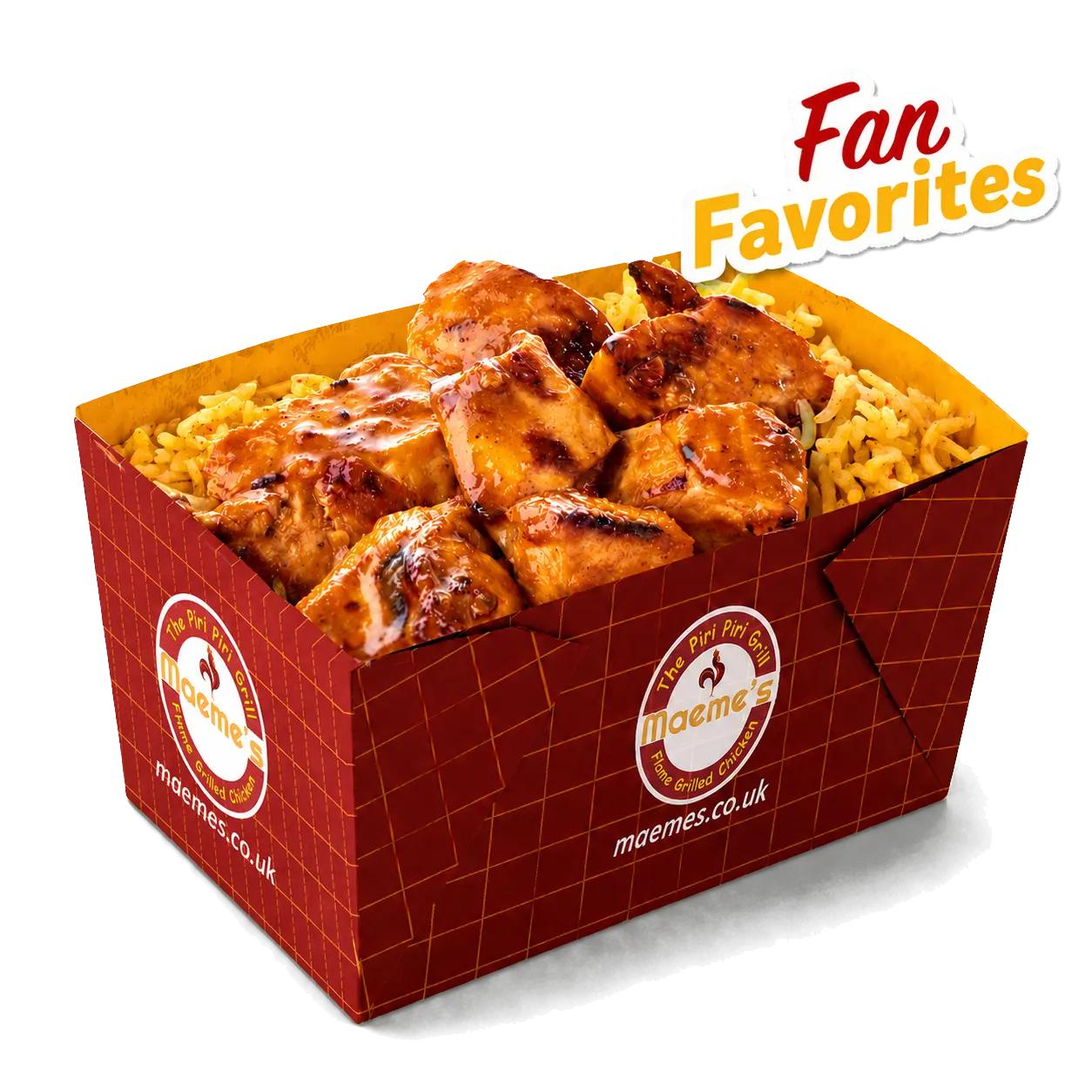 Maeme’s Fan Favorites chicken and rice box